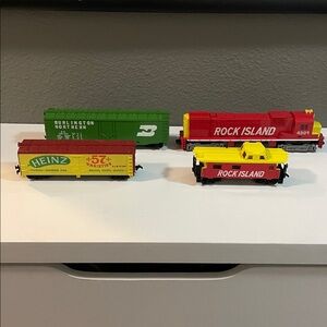 Vintage Rock Island and Burlington Northern and Heinz Model Train Set